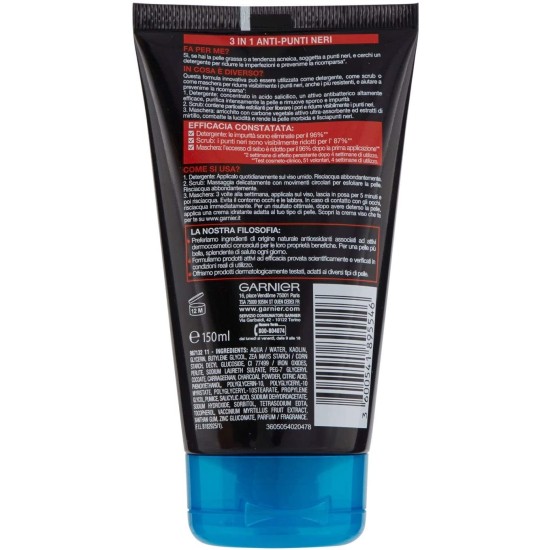 Informazioni e modalità d'uso della Maschera Garnier Pure Active 3 in 1 - 150ml