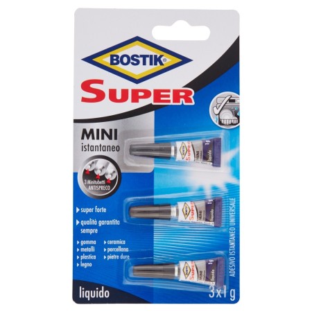 Colla Cianoacrilica Bostik Super forte- Super Glue Mini 3x1g