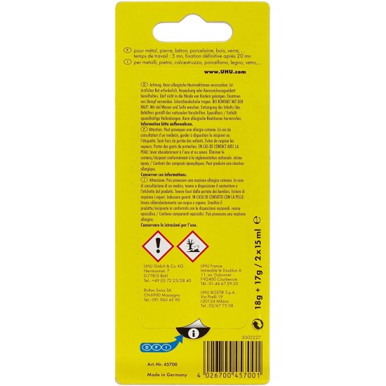 Informazioni sulla Colla Bicomponente 5 minuti UHU Plus