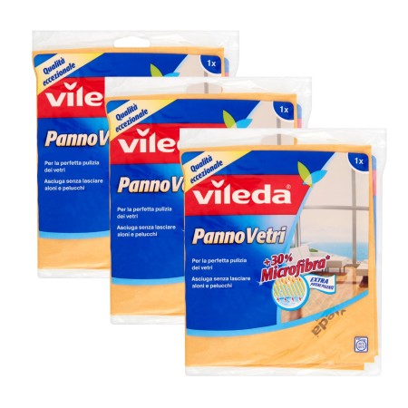 Panni Vileda Vetri 3x1 - Panno Giallo Vileda Senza Pelucchi
