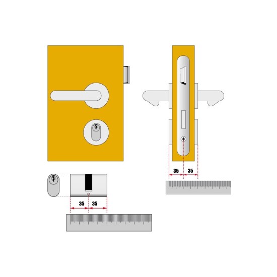 Misure e Installazione del cilindro per serrature Cisa 35x35