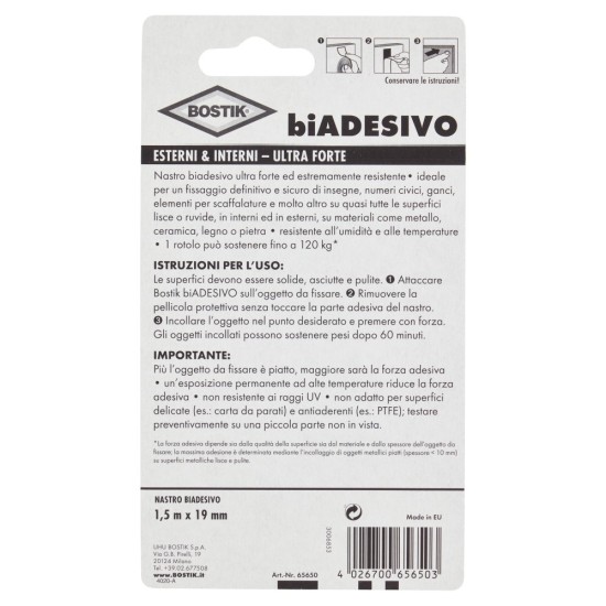 Informazioni Nastro Biadesivo Bostik per interni ed esterni