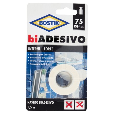 Biadesivo Bostik Interni - Rotolo Biadesivo forte 19mmx1,5m