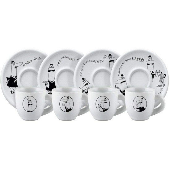 Tazzine Bialetti Espresso Carosello 4 Tazzine 4 Piattini
