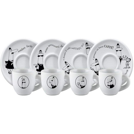 Tazzine Bialetti Espresso Carosello 4 Tazzine 4 Piattini
