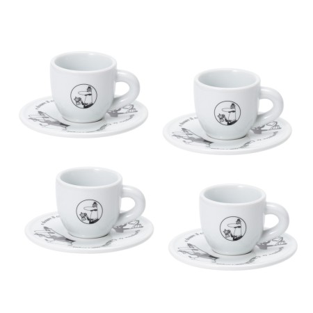 Tazzine Bialetti Espresso Carosello 4 Tazzine 4 Piattini