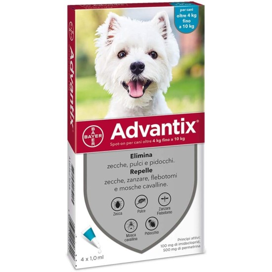 Advantix Antiparassitario da 4 a 10Kg - 4 Pipette per cani