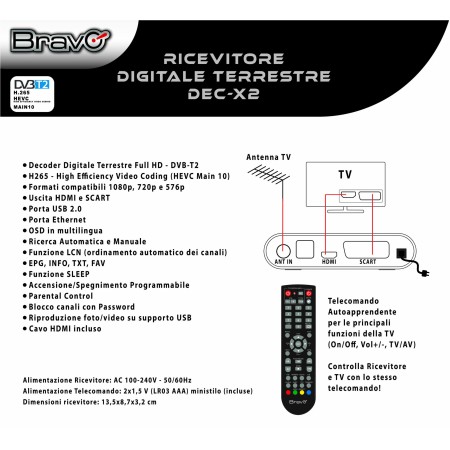 Decoder Bravo Dtt Digitale Terrestre Decoder HD -DVB-T2