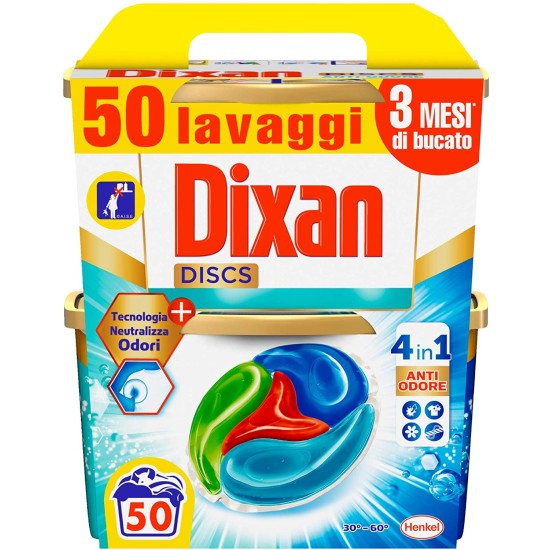 Dixan Offerta Promo Dixan Discs 4 in 1Active Fresh Anti Odore - 50 Lavaggi