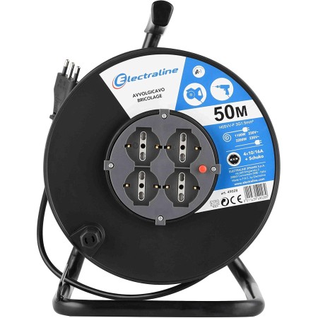 Prolunga Avvolgicavo Electraline 49028 con 4 prese e interruttore termico