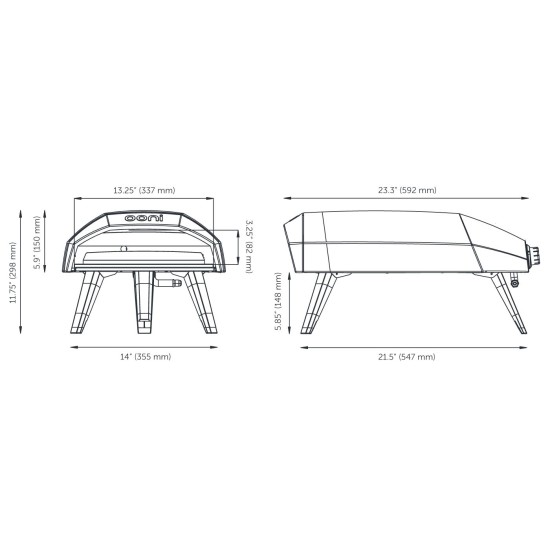 Misure del forno per pizza Ooni Koda 12