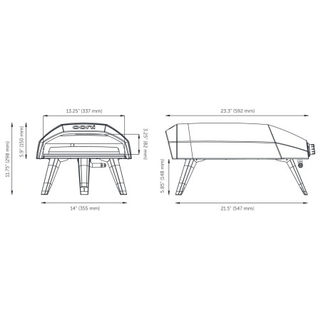 Misure del forno per pizza Ooni Koda 12