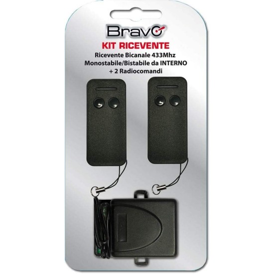 Bravo Kit Centralina Ricevente Bicanale Da Interno 2 Telecomandi 433mhz 90502169