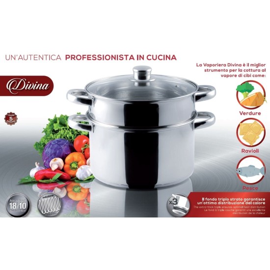 Aeternum Pentola Vaporiera In Acciaio per Induzione 22cm