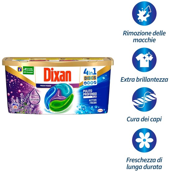Dixan Offerta Promo Dixan Discs 4 in 1 Active Fresh Lavanda - 25 Lavaggi