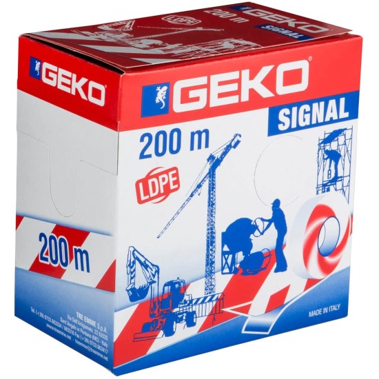 Geko Nastro Segnaletico da Recinsione in PVC Bianco Rosso