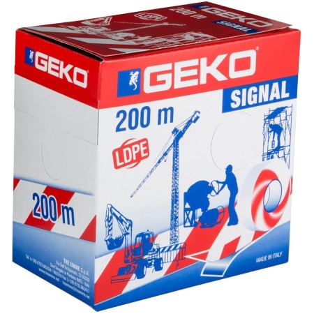 Geko Nastro Segnaletico da Recinsione in PVC Bianco Rosso