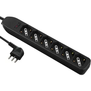 Ciabatta Multipresa Electraline 6 Posti con Schuko – Nera