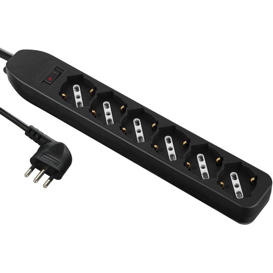 Ciabatta Multipresa Electraline 6 Posti con Schuko – Nera