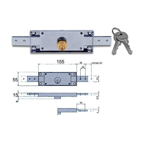 Serratura Serranda Garage ​Centrale Viro con dettaglio misure