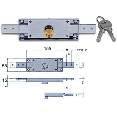 Serratura Serranda Garage ​Centrale Viro con dettaglio misure