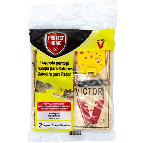 Trappola Topi Piccoli in Legno - 2 Pezzi Sicura e Riutilizzabile