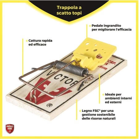 Trappola Topi Piccoli in Legno - 2 Pezzi Sicura e Riutilizzabile