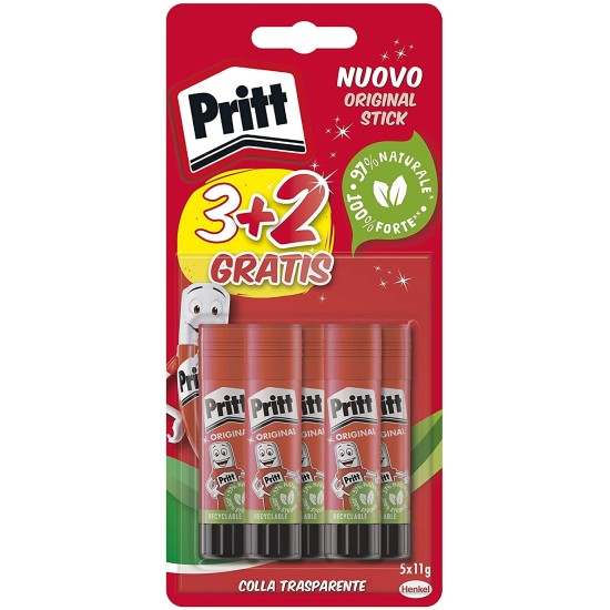 Pritt Colla Stick Senza Solventi Per Bambini Colla Naturale 5x11g