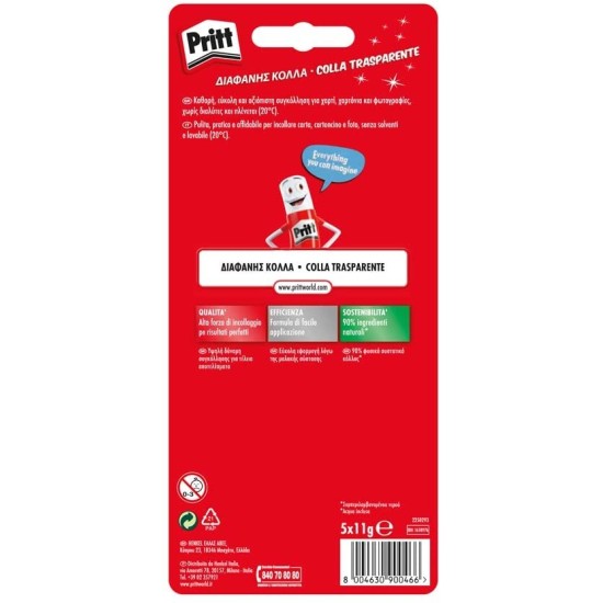Pritt Colla Stick Senza Solventi Per Bambini Colla Naturale 5x11g