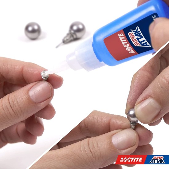 Loctite Super Attak XXL in uso per incollare il diamantino di un'orecchino