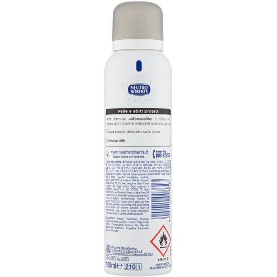 Neutro Roberts Deodorante Spray Invisible Senza Alcool Anti Macchie 150ml