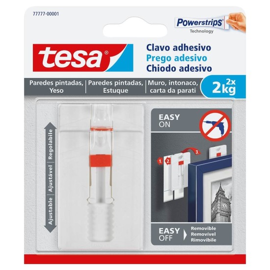 TESA Chiodo adesivo regolabile per carta da parati ed intonaco 2 kg 77777-00001