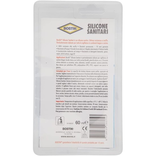 Bostik Silicone Sigillante per Sanitari - Bianco 60ml