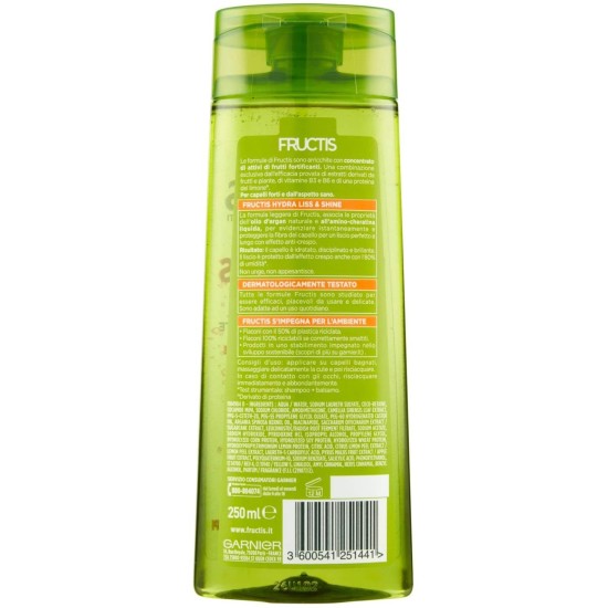 Garnier Fructis Hydra Liss Shampoo Lisciante Capelli 250ml