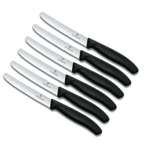 Set Coltelli da Tavola Victorinox 6 Pezzi con manico Nero - Coltelli in Acciaio Inox