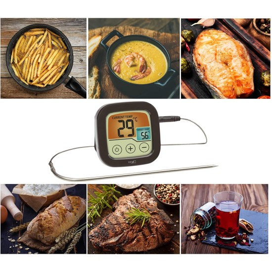 Termometro da cucina Digitale con sonda inclusa e piatti sula quale è stato usato