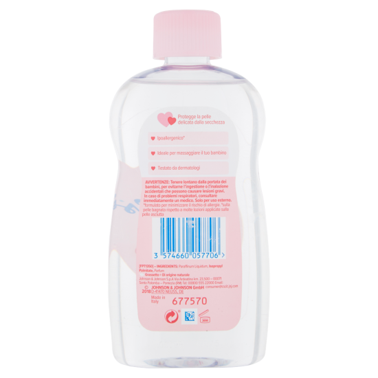 informazioni sulla confezione di Johnsons Baby Olio Idratante Regolare 300ml