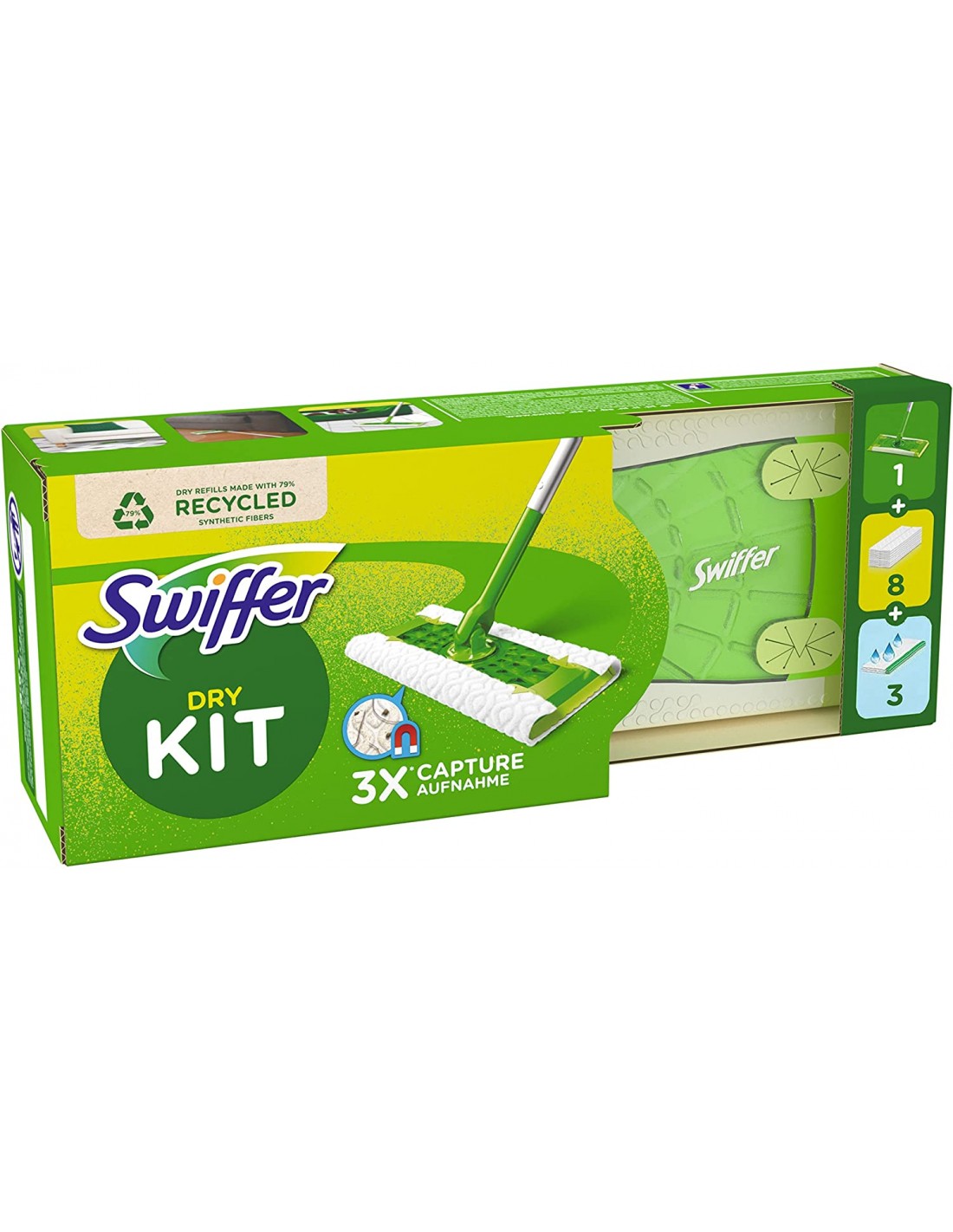 Swiffer Kit Completo di 1 Scopa e 8 Panni
