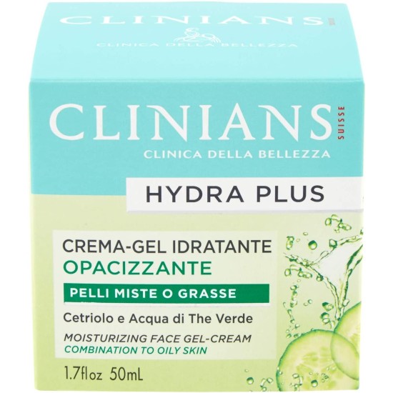 Clinians Hydra Plus Crema Gel Idratante Opacizzante per Pelli Miste o Grasse 50ml