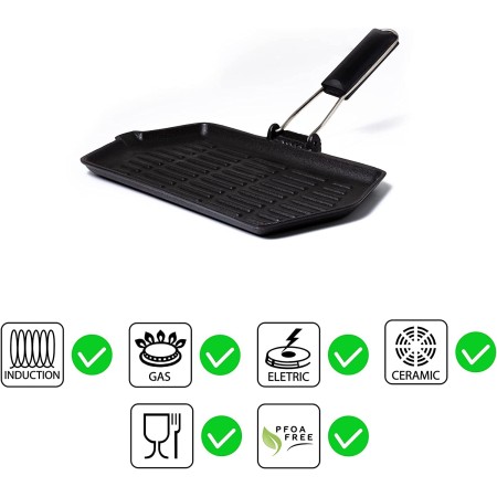 Aeternum Grill Bistecchiera in Ghisa compatibile con tutti i piani cottura